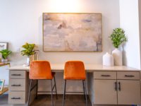 Kitchen seating in Rambler's model unit.