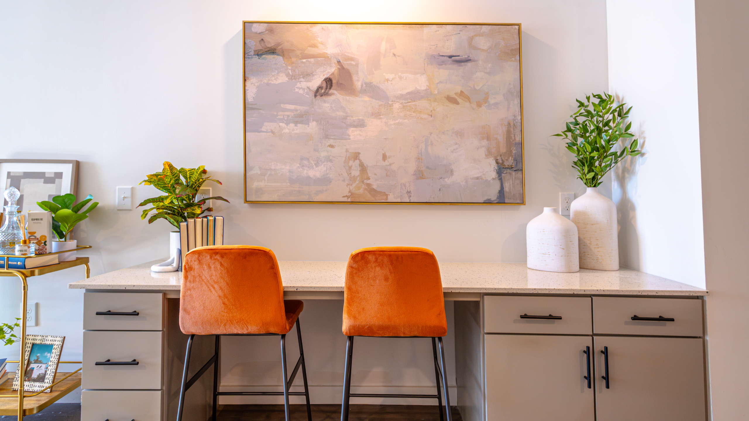 Kitchen seating in Rambler's model unit.