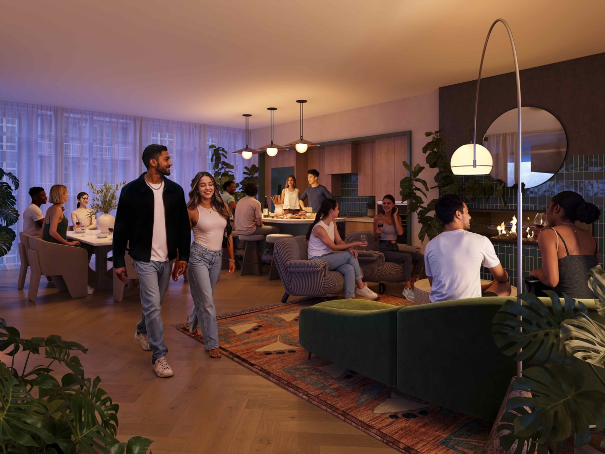 People enjoying Paseo's chef's kitchen on the fourteenth floor