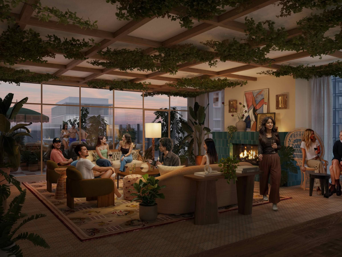 People talking in Paseo's clubroom