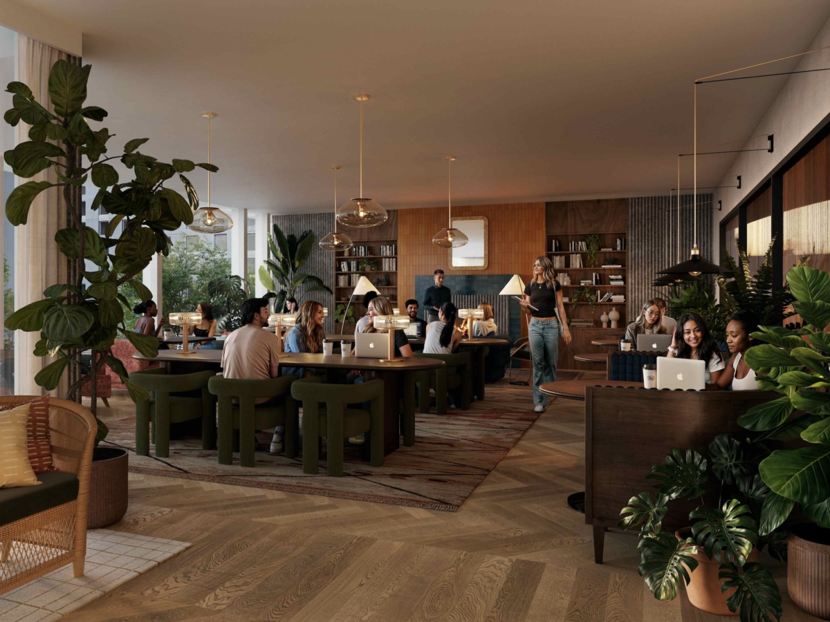 Paseo's co-working lounge on the second floor