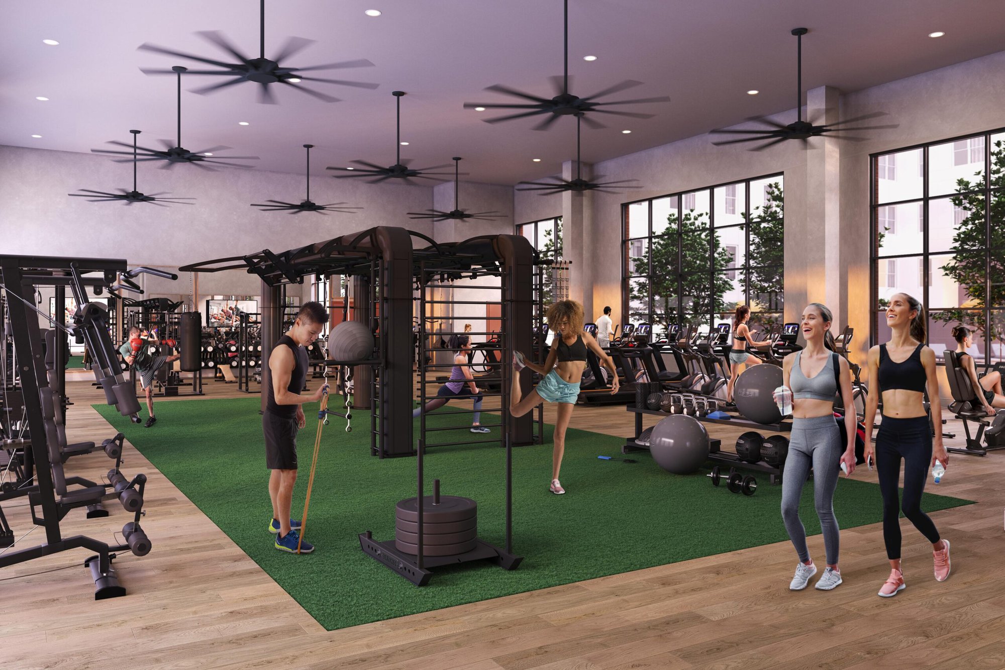 rendering of the fitness center at Rambler Athens