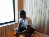 Interior of Moontower's sunlit sauna