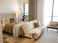 Bedroom and living area in studio at Moontower