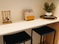 Barstools at bar in kitchen at Moontower