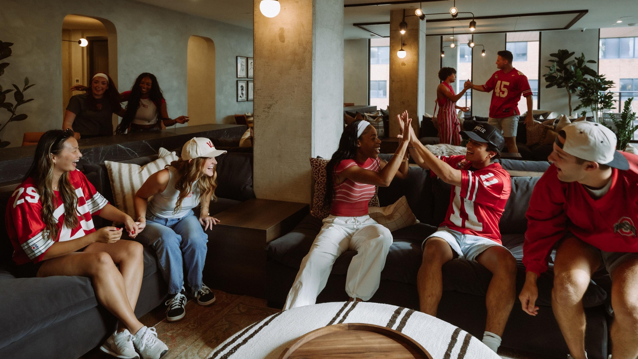 Rambler Columbus’ club room is the perfect space to kick back and watch the game or catch up with friends.