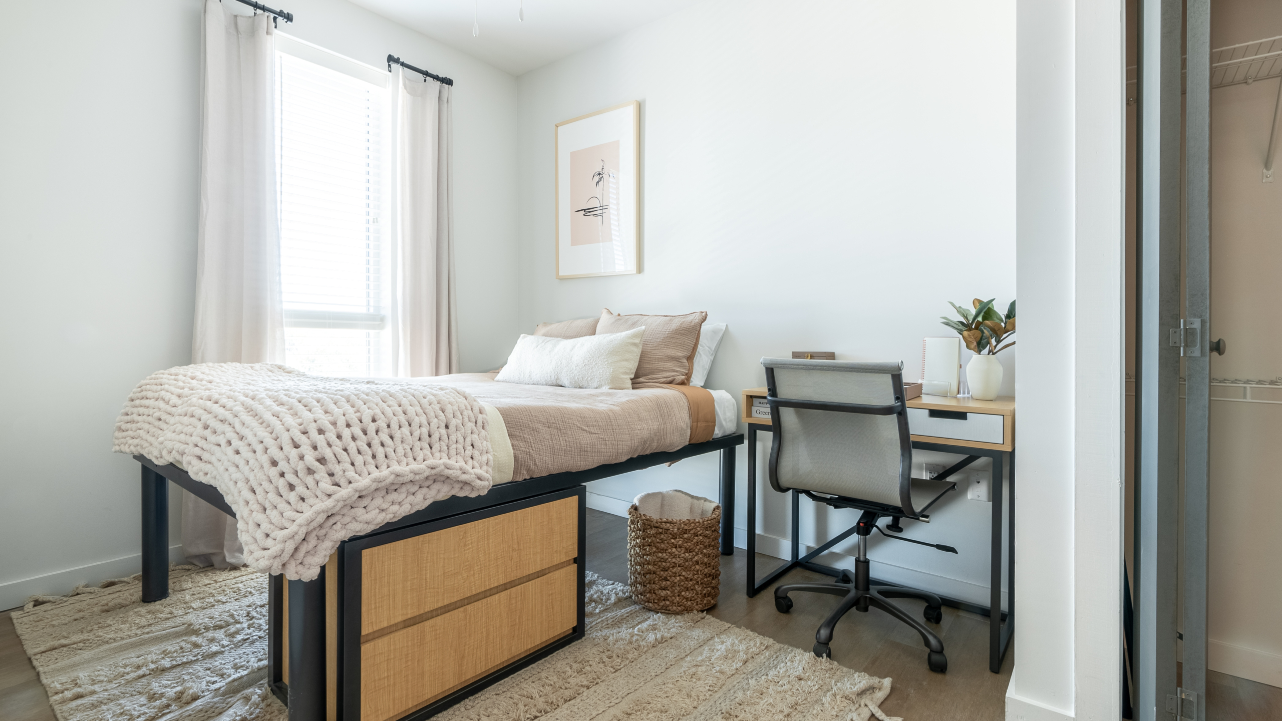 bedroom in sweetwater's model unit