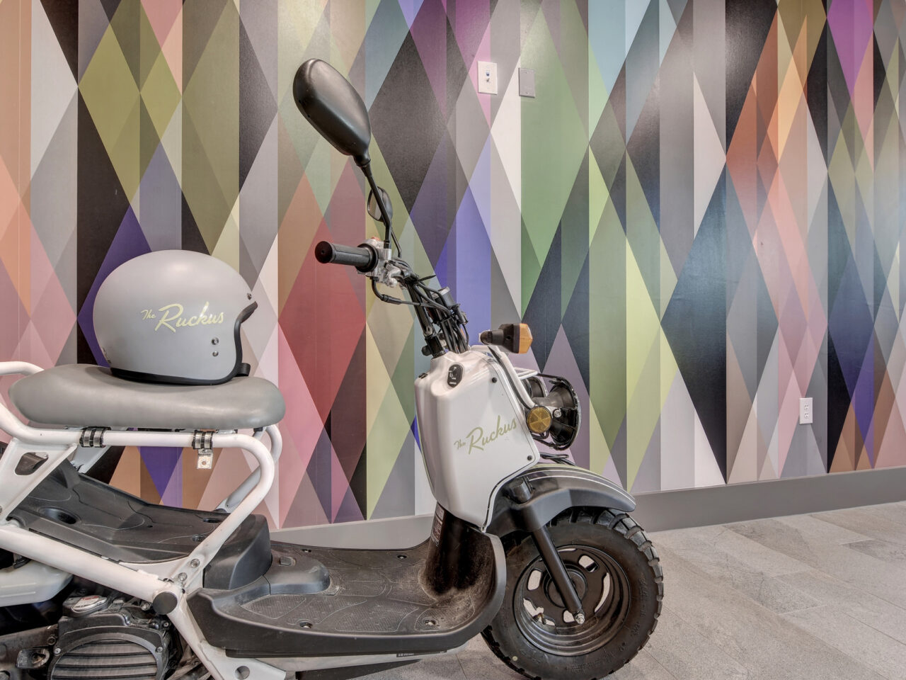 Close up of Ruckus bike with branding