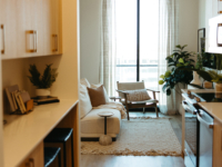 Kitchen and living area at Moontower