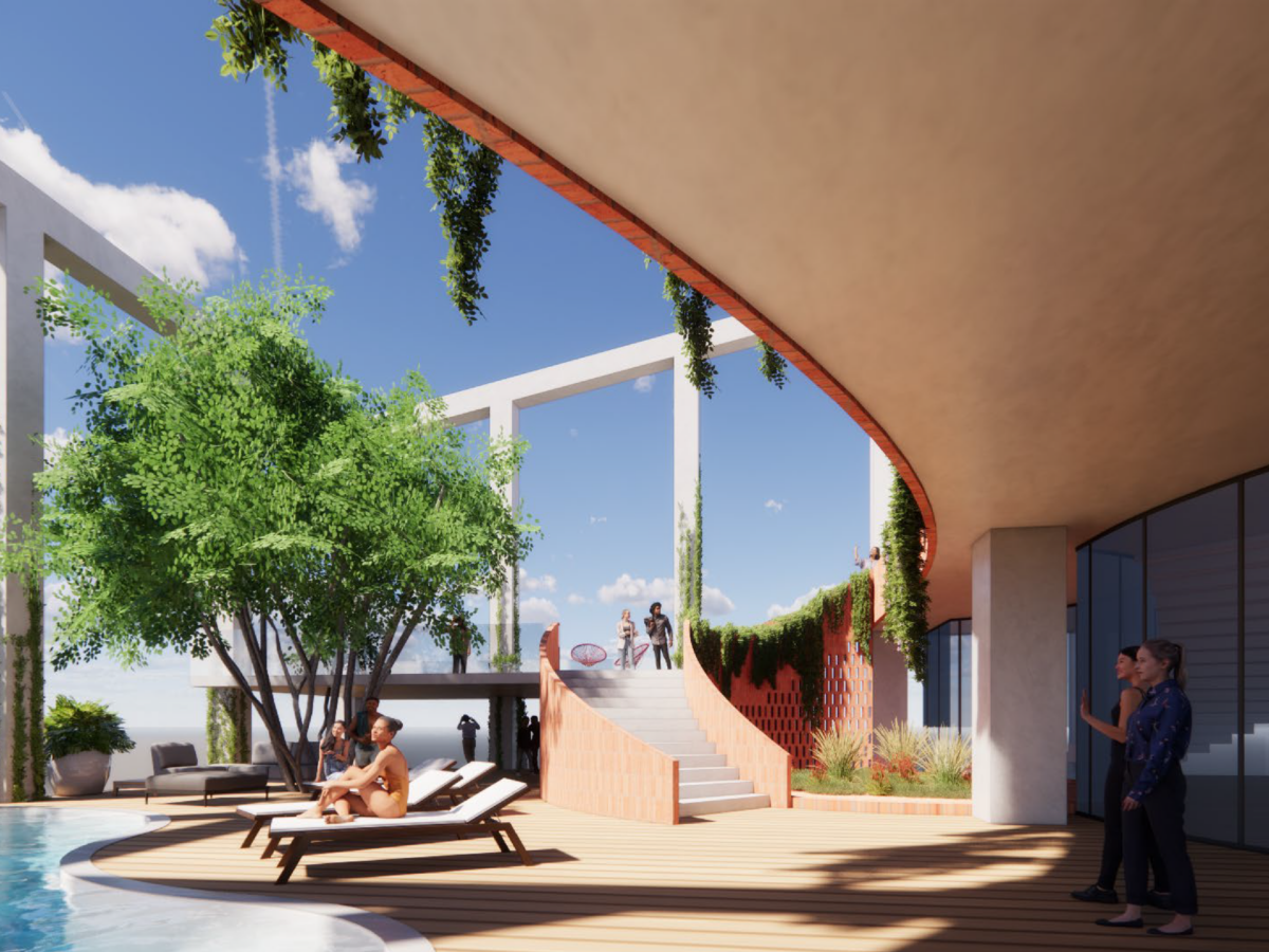 Rendering of the Pool area at 12th and Sabine