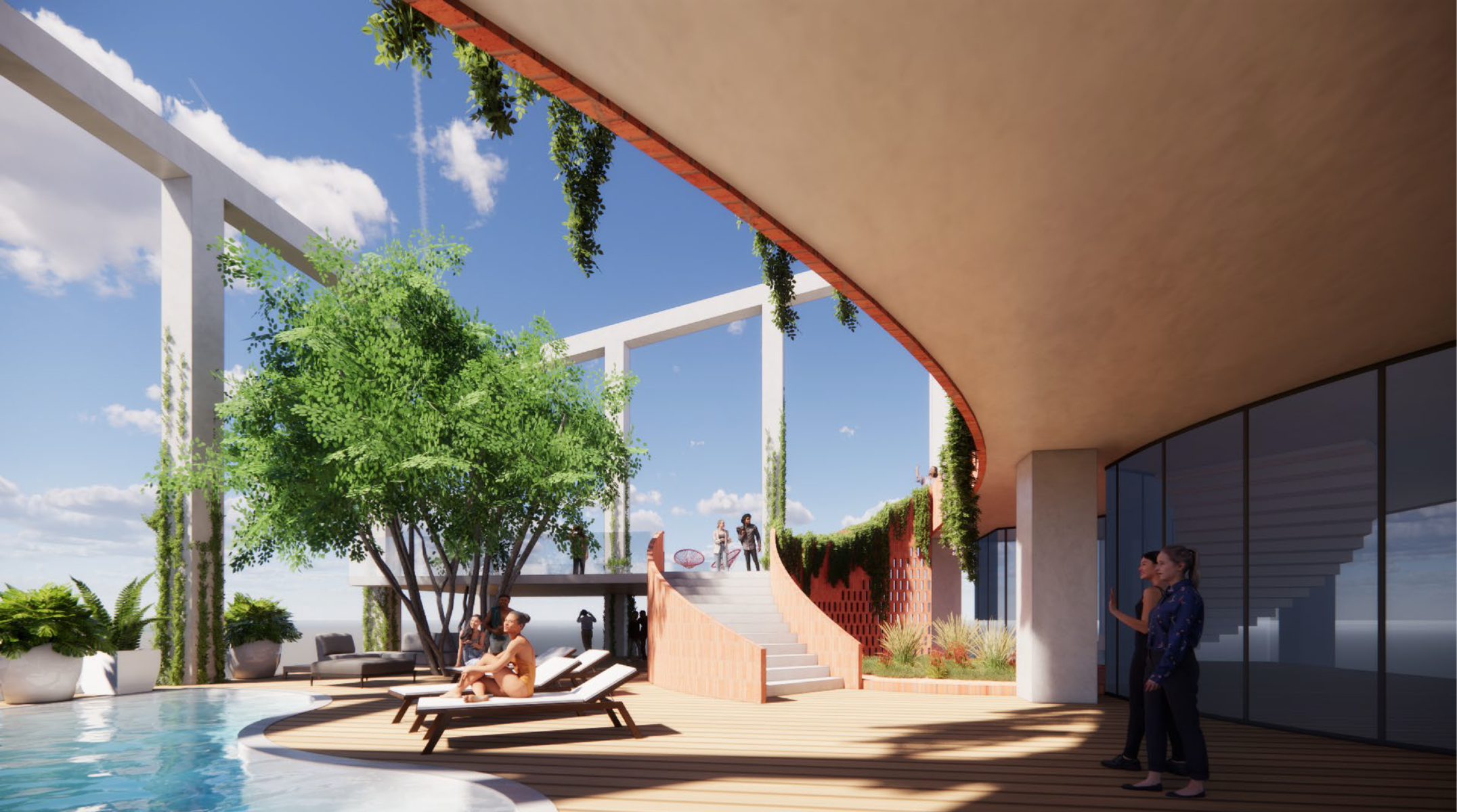 Rendering of the Pool area at 12th and Sabine