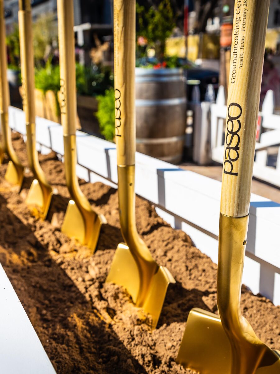 Shovels at the groundbreaking for Paseo by LV Collective