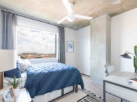 Bedroom in Moontower's model unit