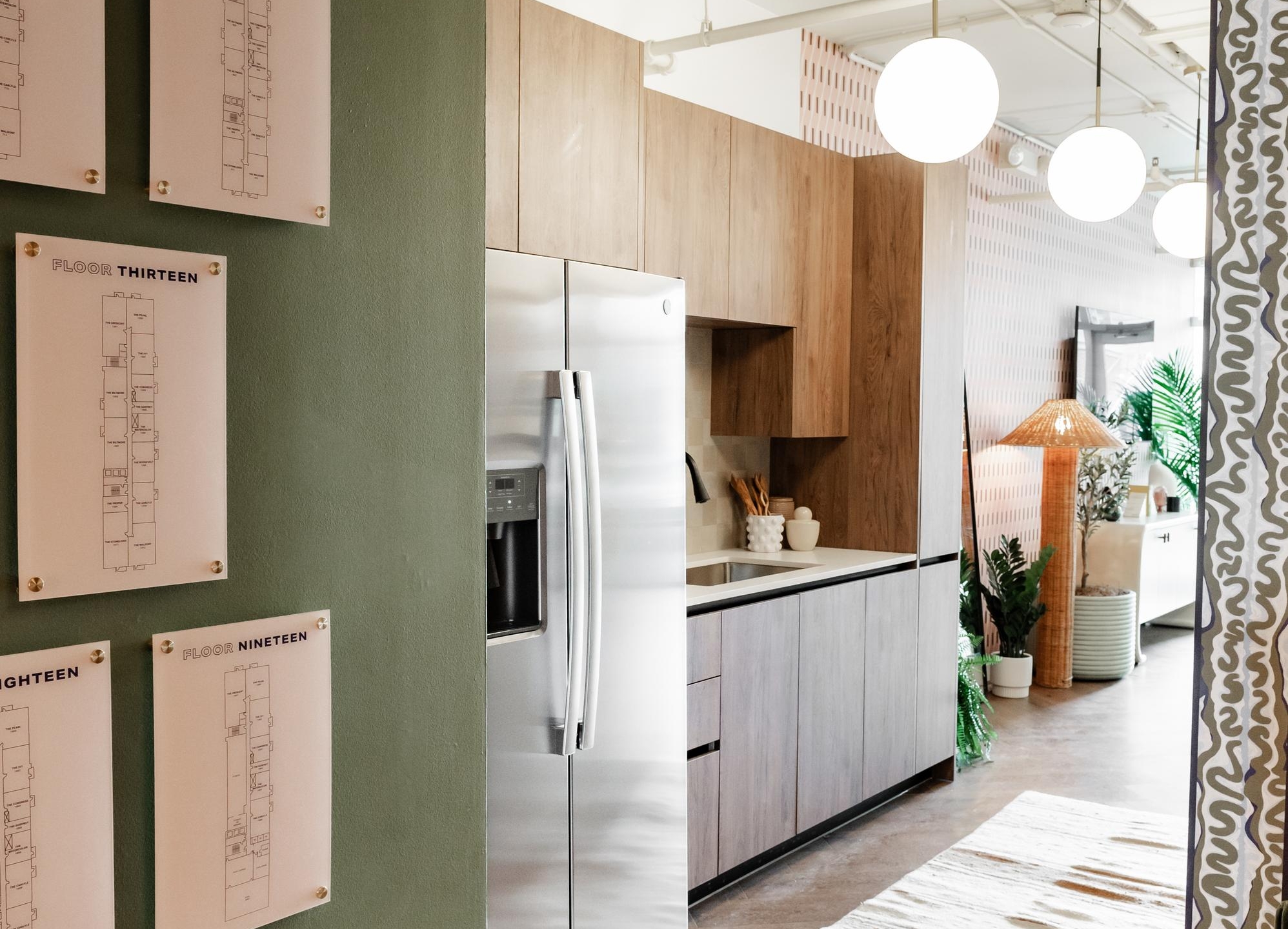 Rambler’s leasing office features a model kitchen, complete with the same finishes and fixtures you can expect in your apartment.