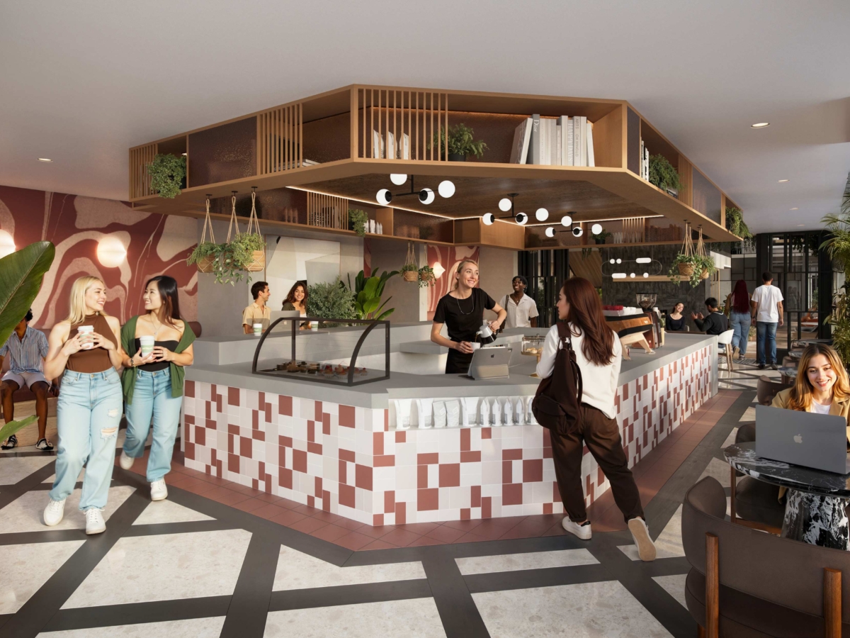 Rendering photo of Rambler's on-site coffee shop