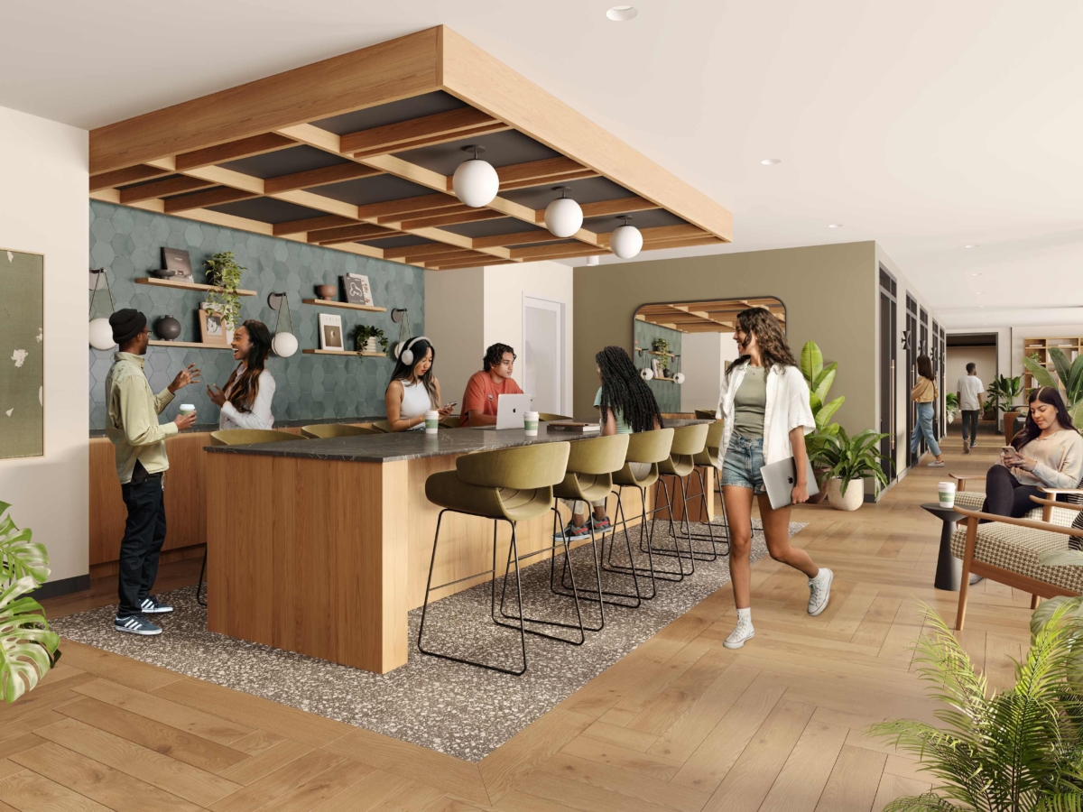 Rendering of Rambler's co-working lounge