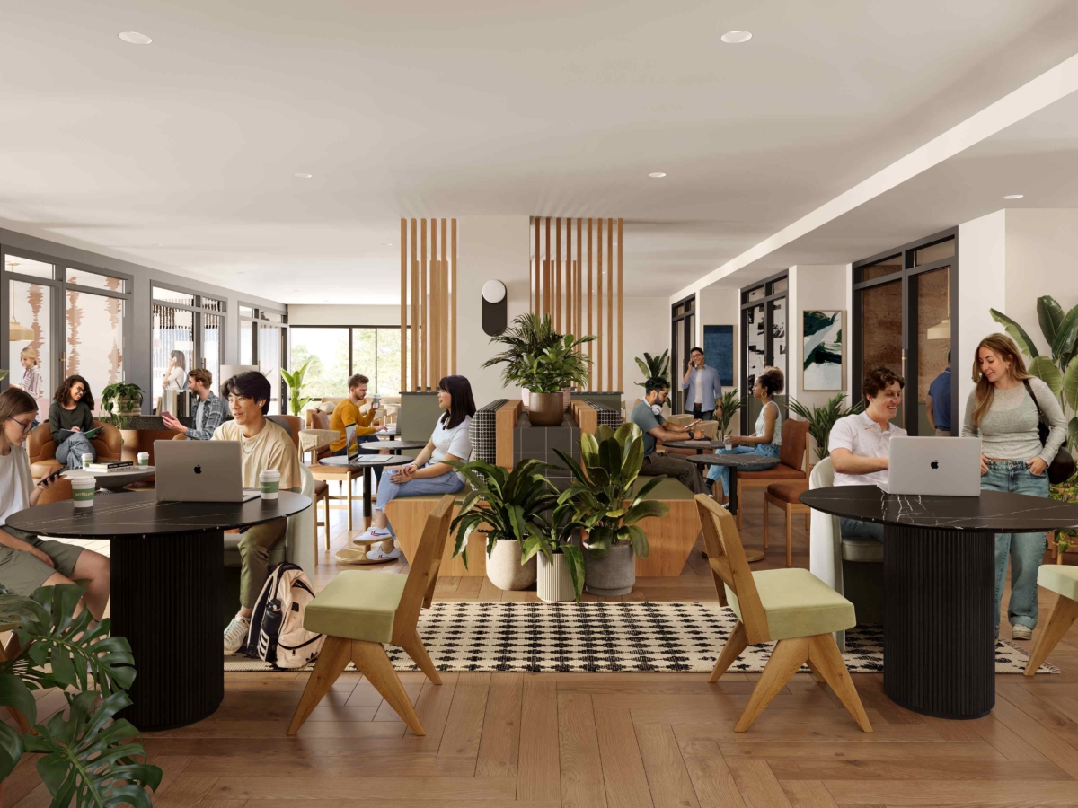 Rendering photo of Rambler's second floor co-working lounge