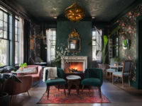 Fireplace lounge at 707 10th Street