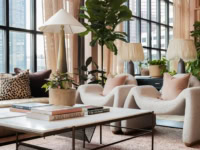 Geometric chairs at Estelle's