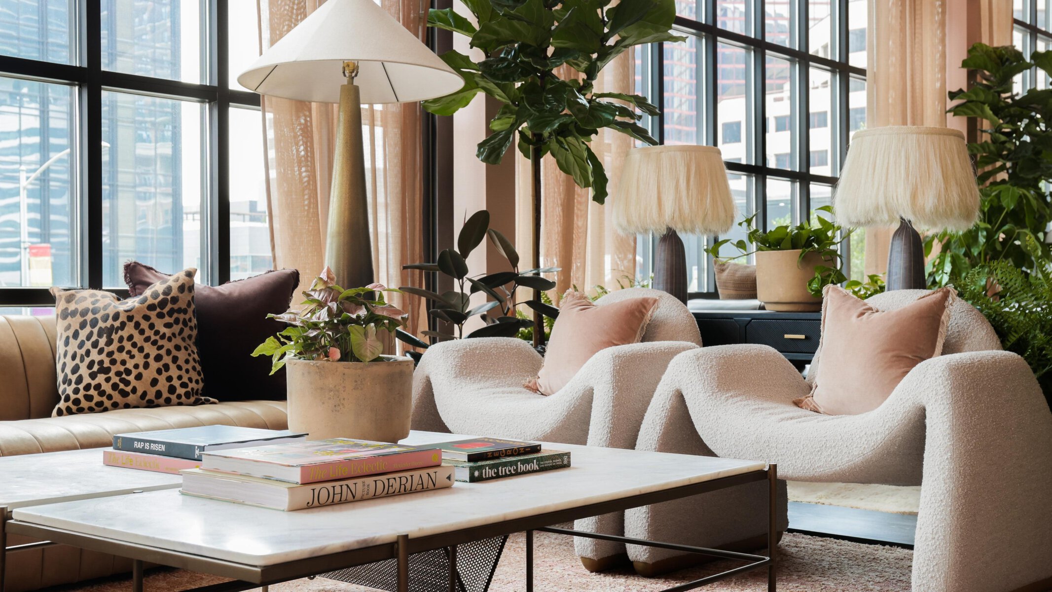 Geometric chairs at Estelle's