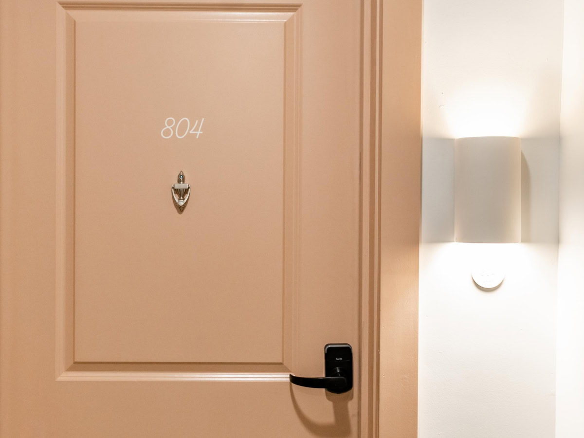 peach door at Sweetwater