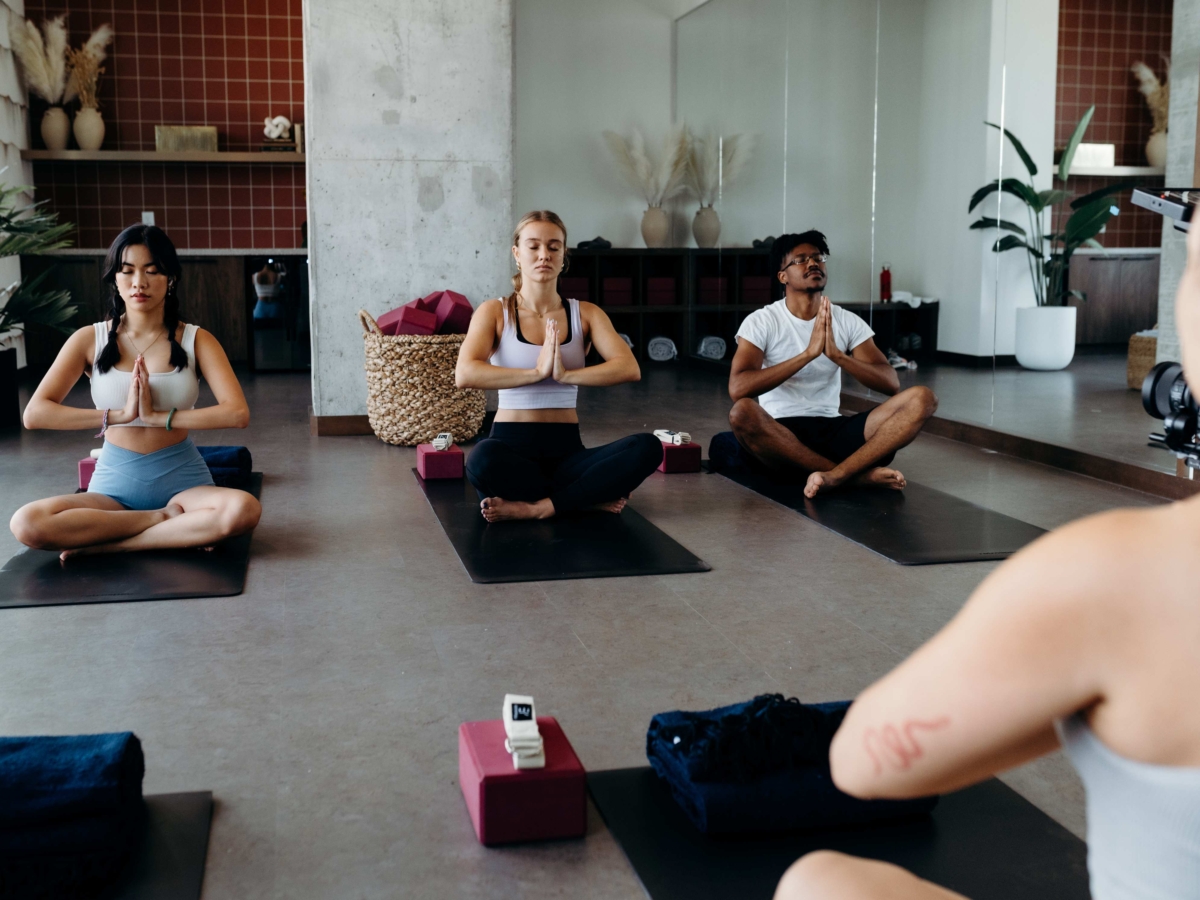 student residents doing yoga at whistler