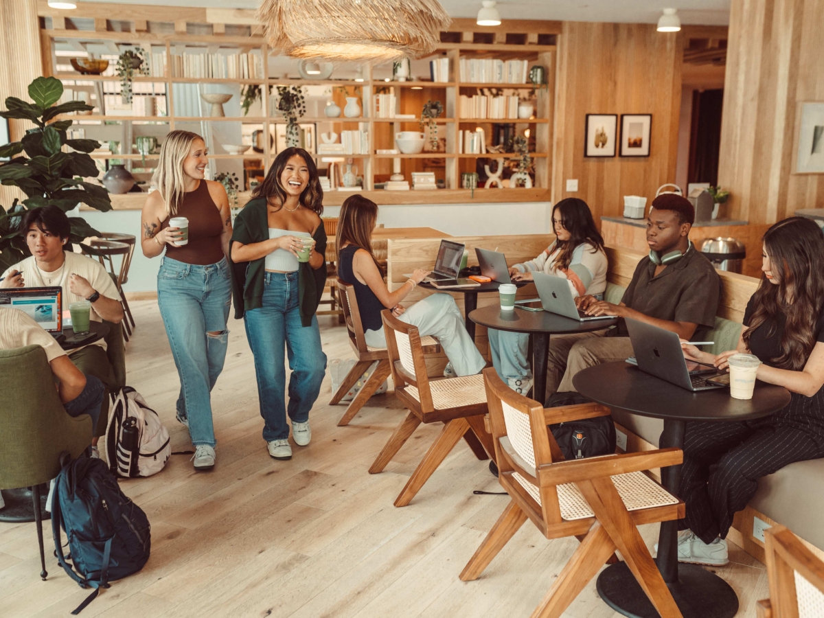 Students in Daydreamer Cafe, Rambler's coffee shop