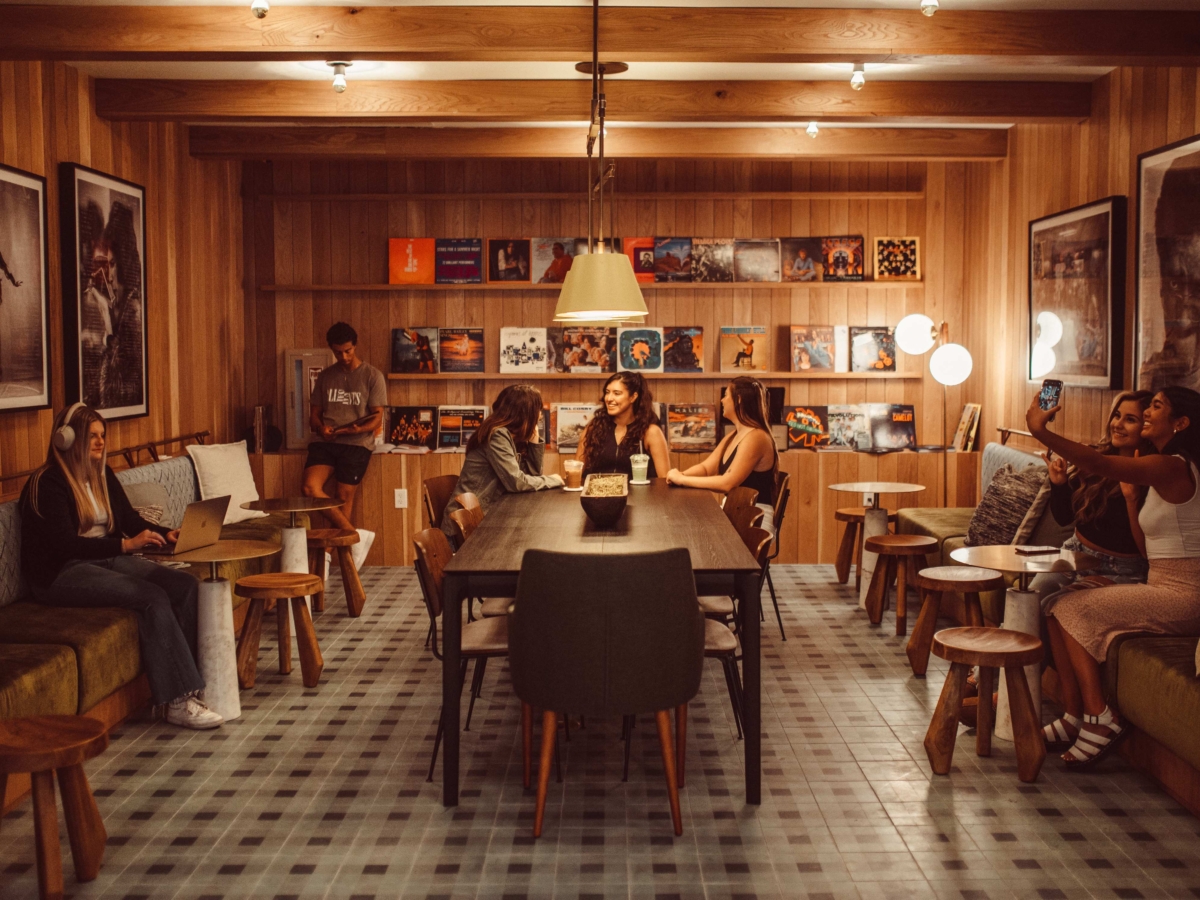 Rambler Austin Record room with students hanging out