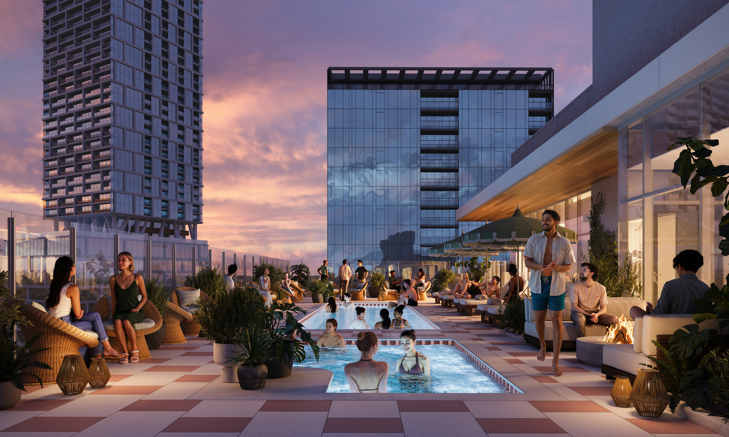 Rendering of Paseo Rooftop Pool