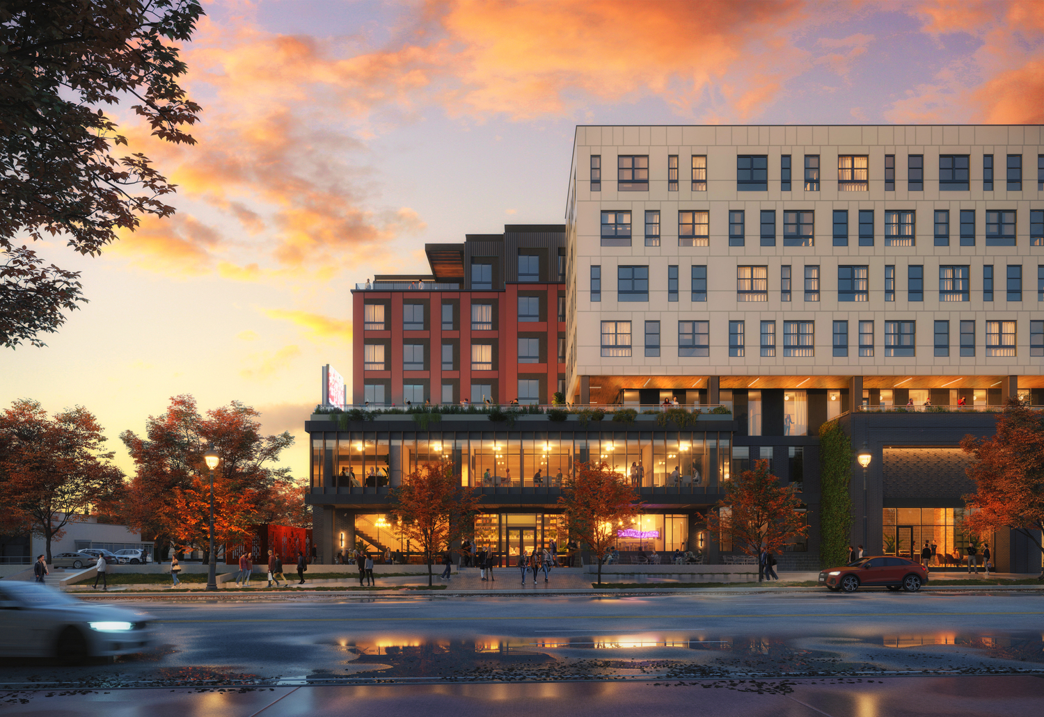 Exterior rendering of Rambler, a multi-story building.