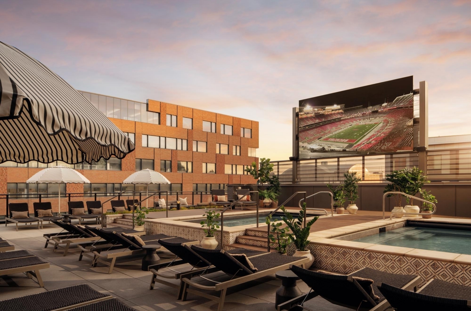 Rambler Columbus pool deck and hot tubs