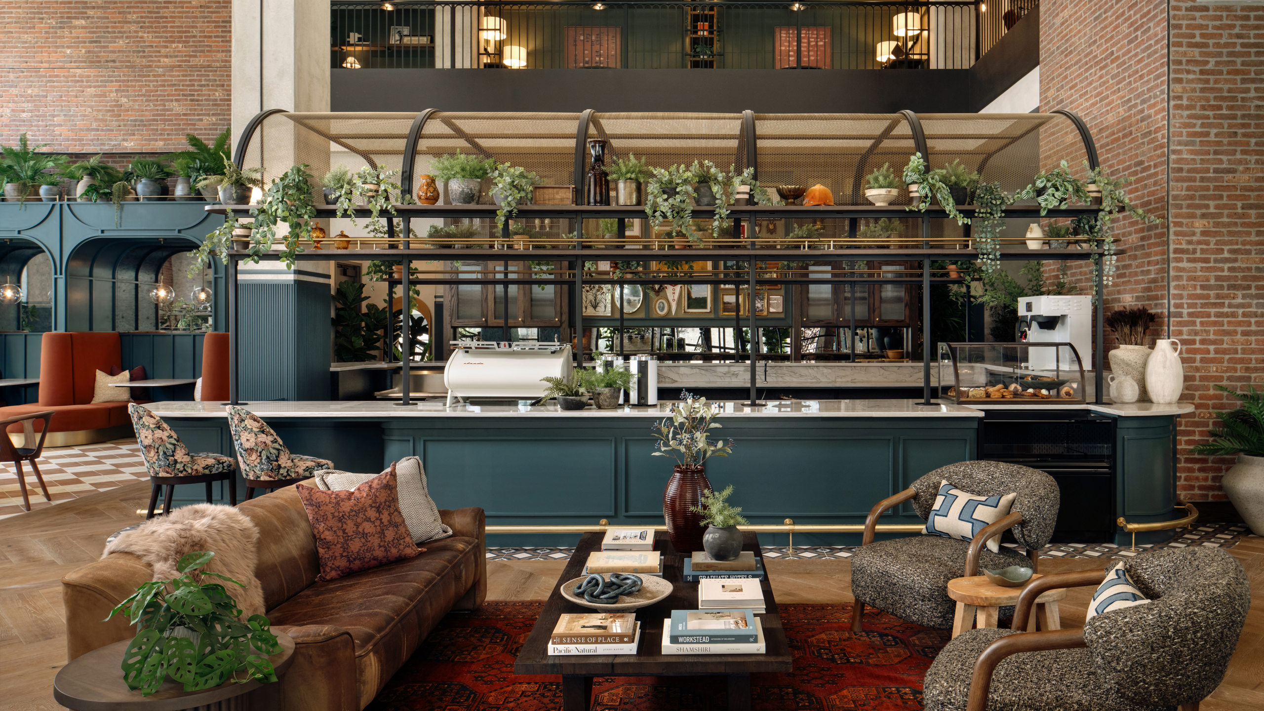 Lobby at Rambler Columbus, a student housing community near the Ohio State University.