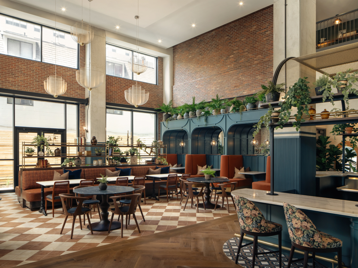 Lobby at Rambler Columbus, a student housing community near the Ohio State University.