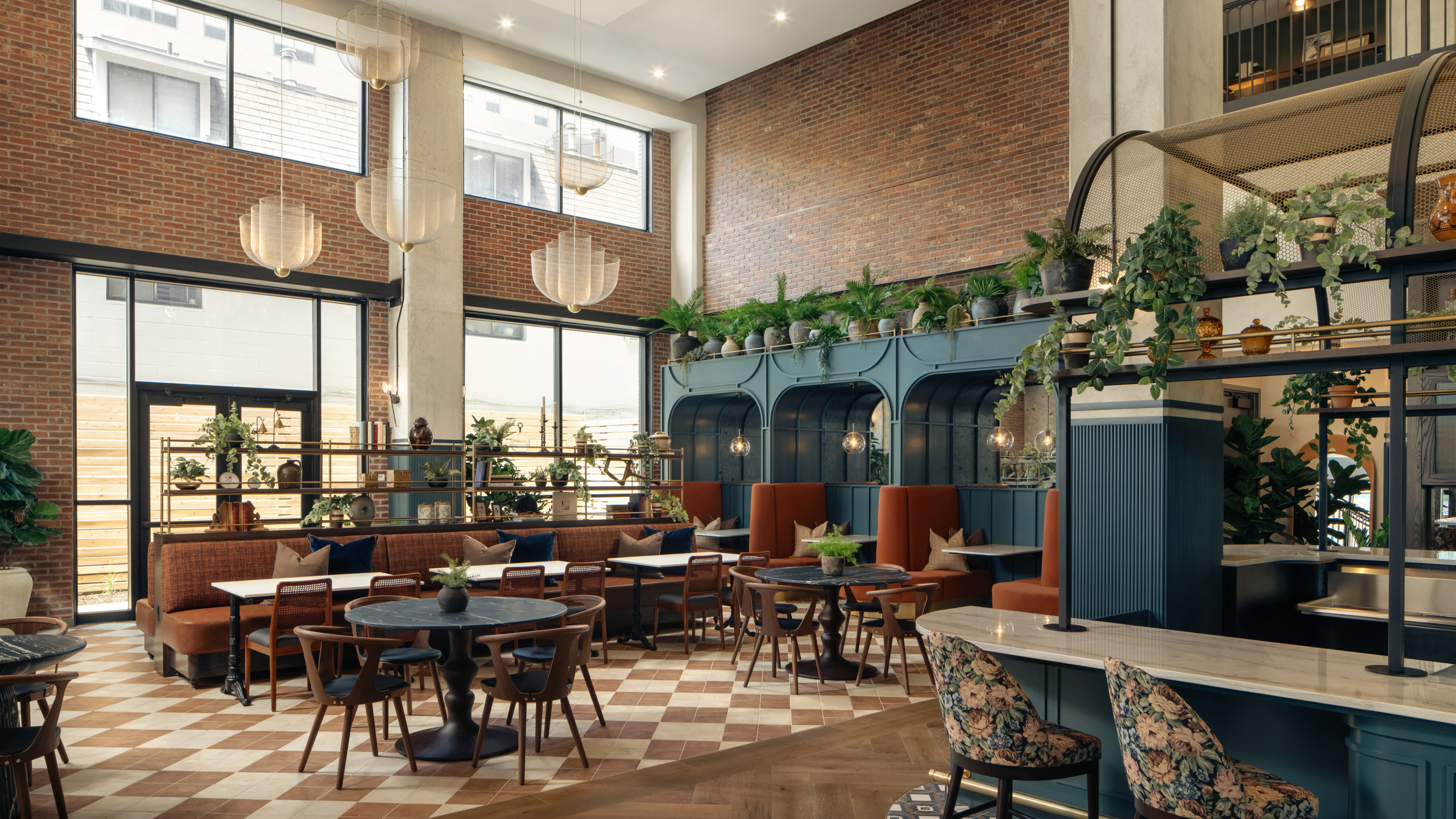 Lobby at Rambler Columbus, a student housing community near the Ohio State University.